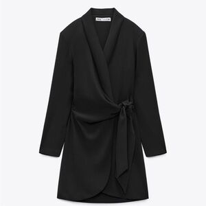 Zara Black Shawl Collar Wrap Blazer